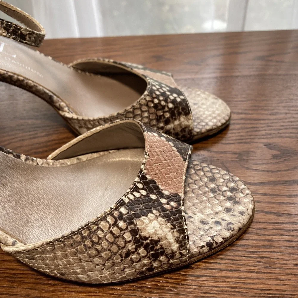 VTG AGL Attilio Giusti Leombruni Embossed Python Snakeskin Heel Women 7 38 Italy
